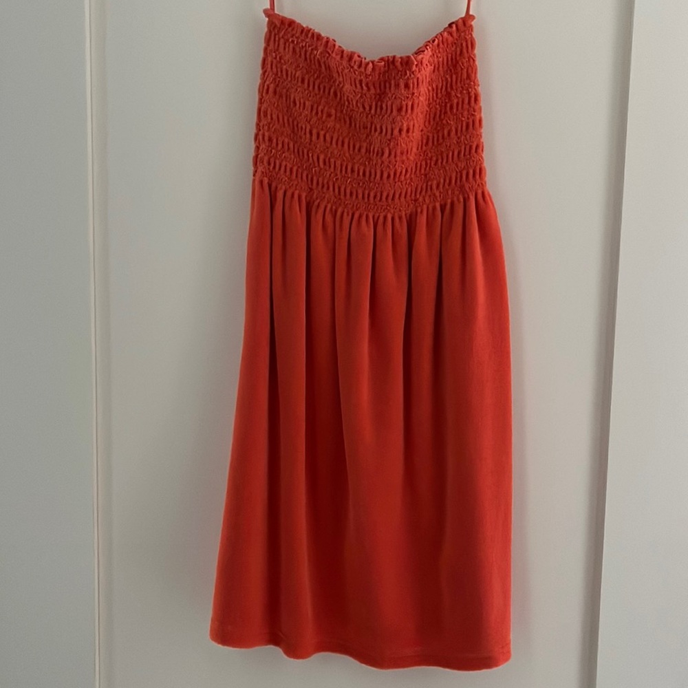 Orange short, strapless terry cloth Juicy Couture dress/cover up. Size P.